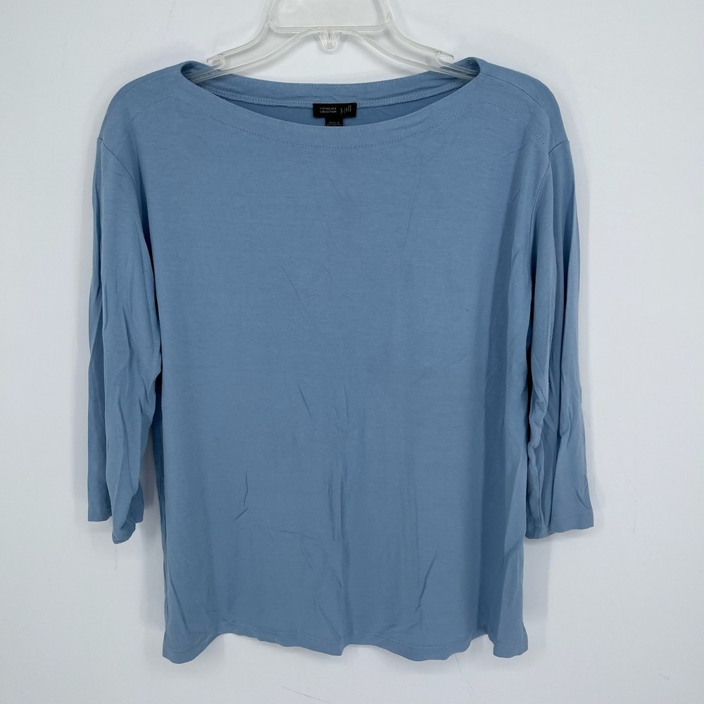J. Jill Women's Blue Wearever Boat Neck 3/4 Sleeve Pullover Casual‎ Top Size M